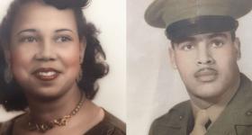 Celestine Braxton, M.A. ’60, and her husband, Master Gunnery Sgt. Carroll Braxton.