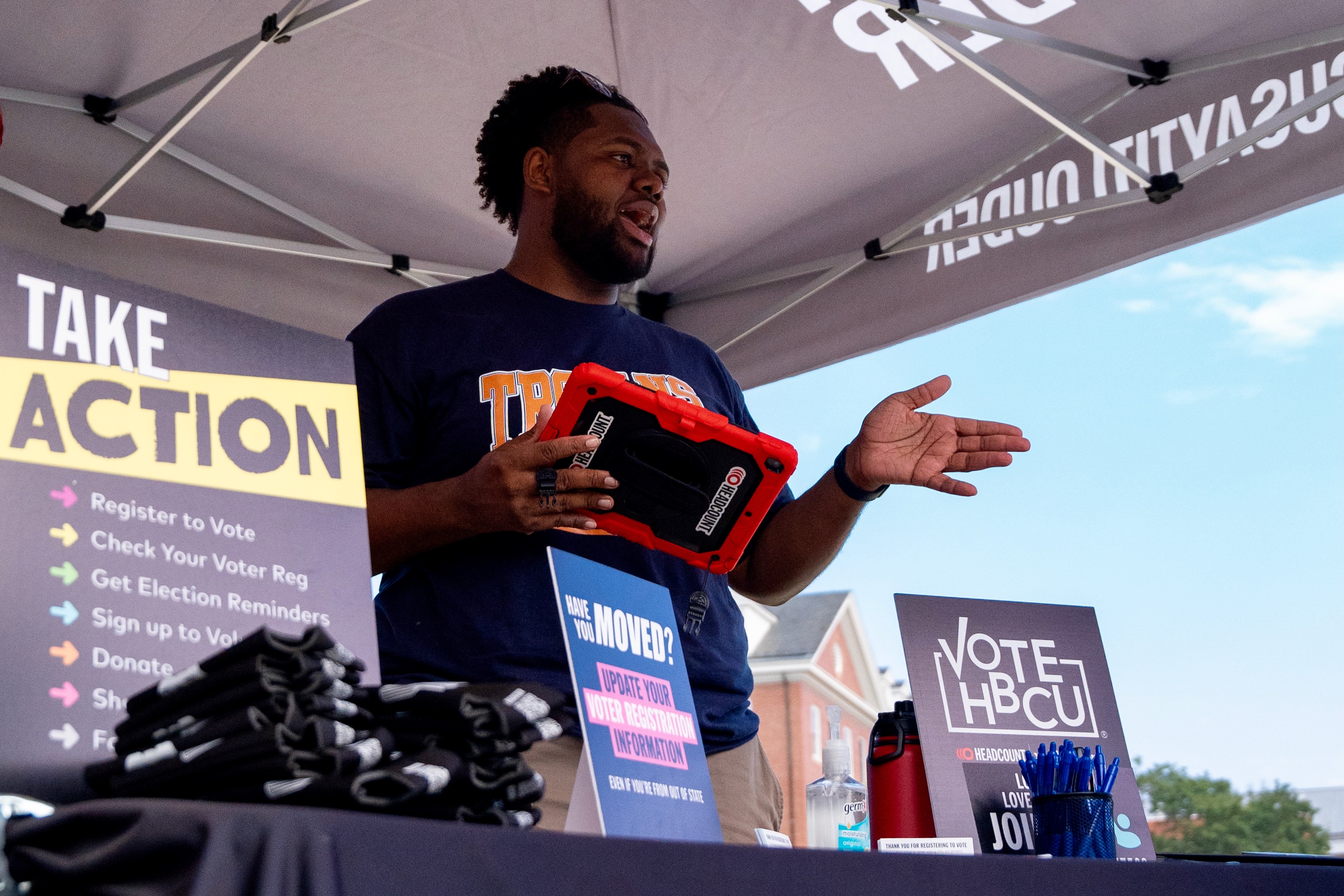 Tevon Blair at a Vote HBCU event, a national civic engagement program with a mission to educate, mobilize and activate students at Historically Black Colleges and Universities. (photo by Ashlan Collins)