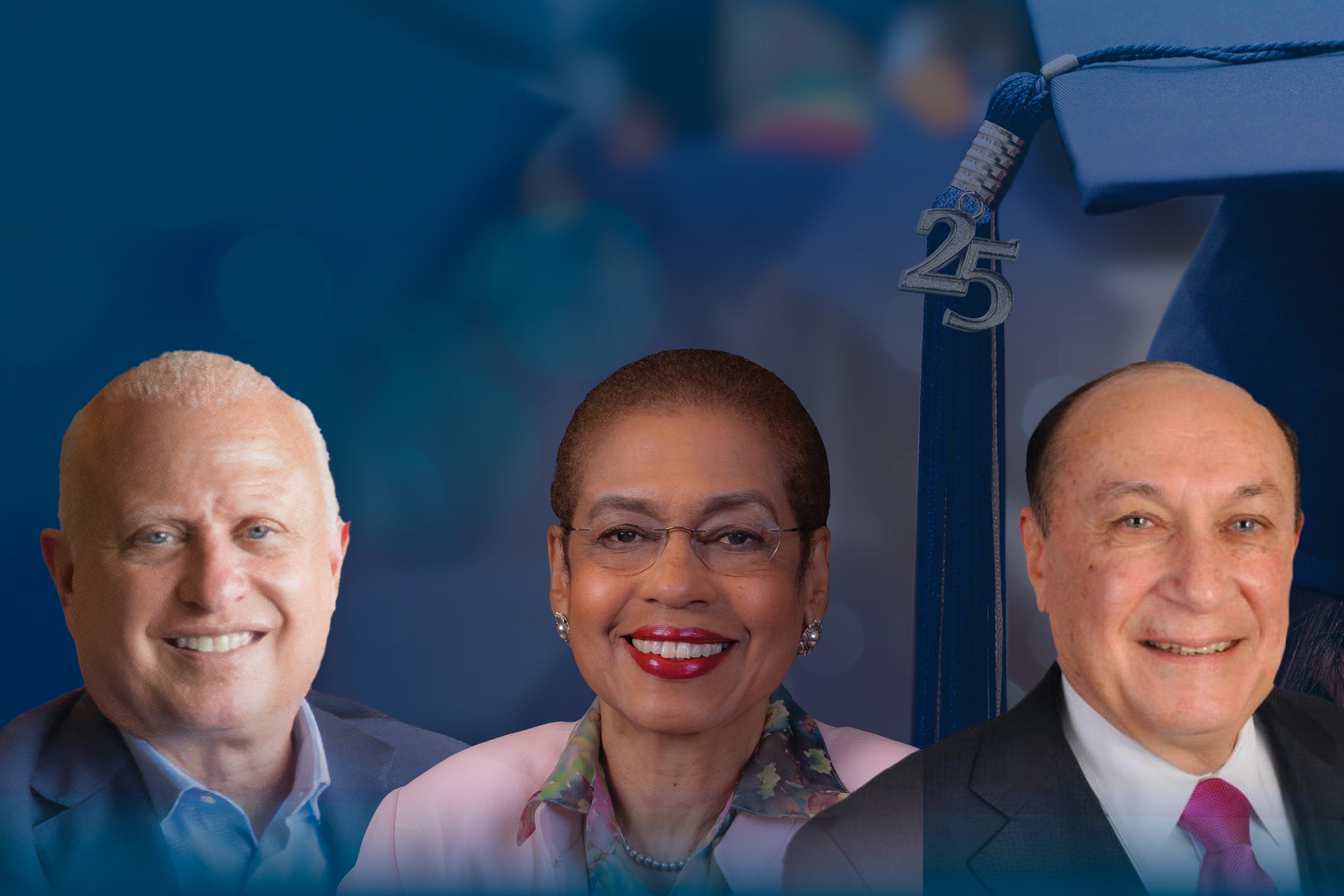 Mark Lerner (l), Eleanor Holmes Norton and Mark Shenkman will be awarded with honorary degrees at Commencement on the National Mall on May 18.
