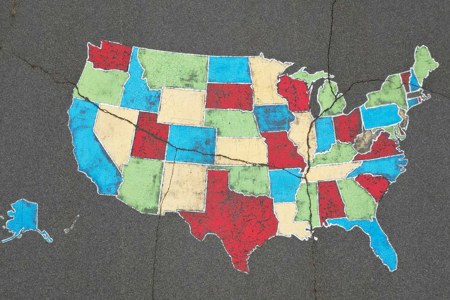 A colorful map of the United States