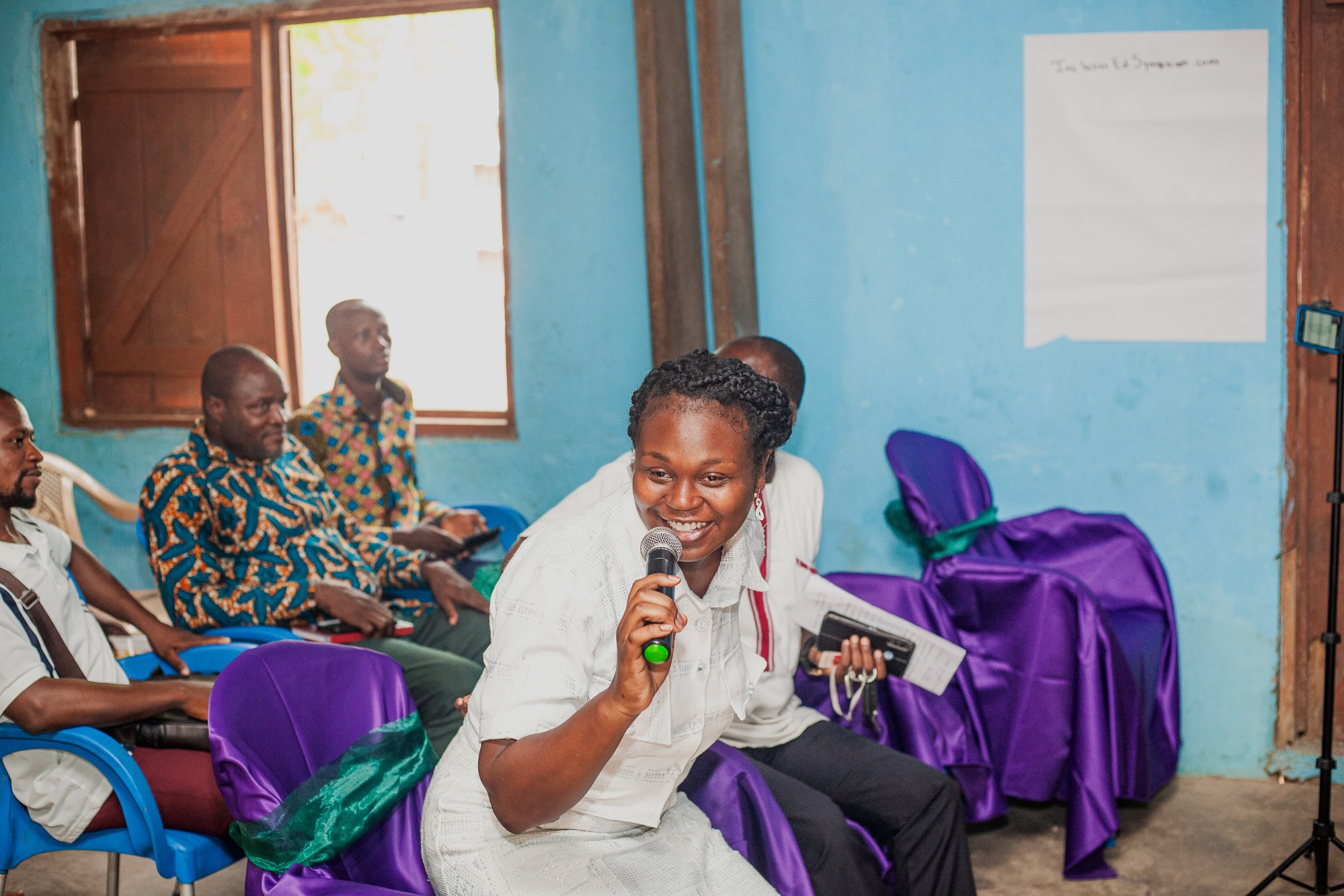 Elaine Jeanette Walton facilitates a session of the International Inclusive Education Symposium for local educators in Navrongo, Ghana, focused on equity and inclusion in classrooms.