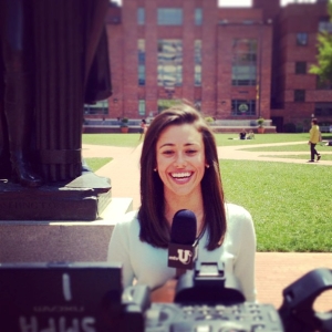 Finizio Cassidy reporting for mtvU during her time at GW.