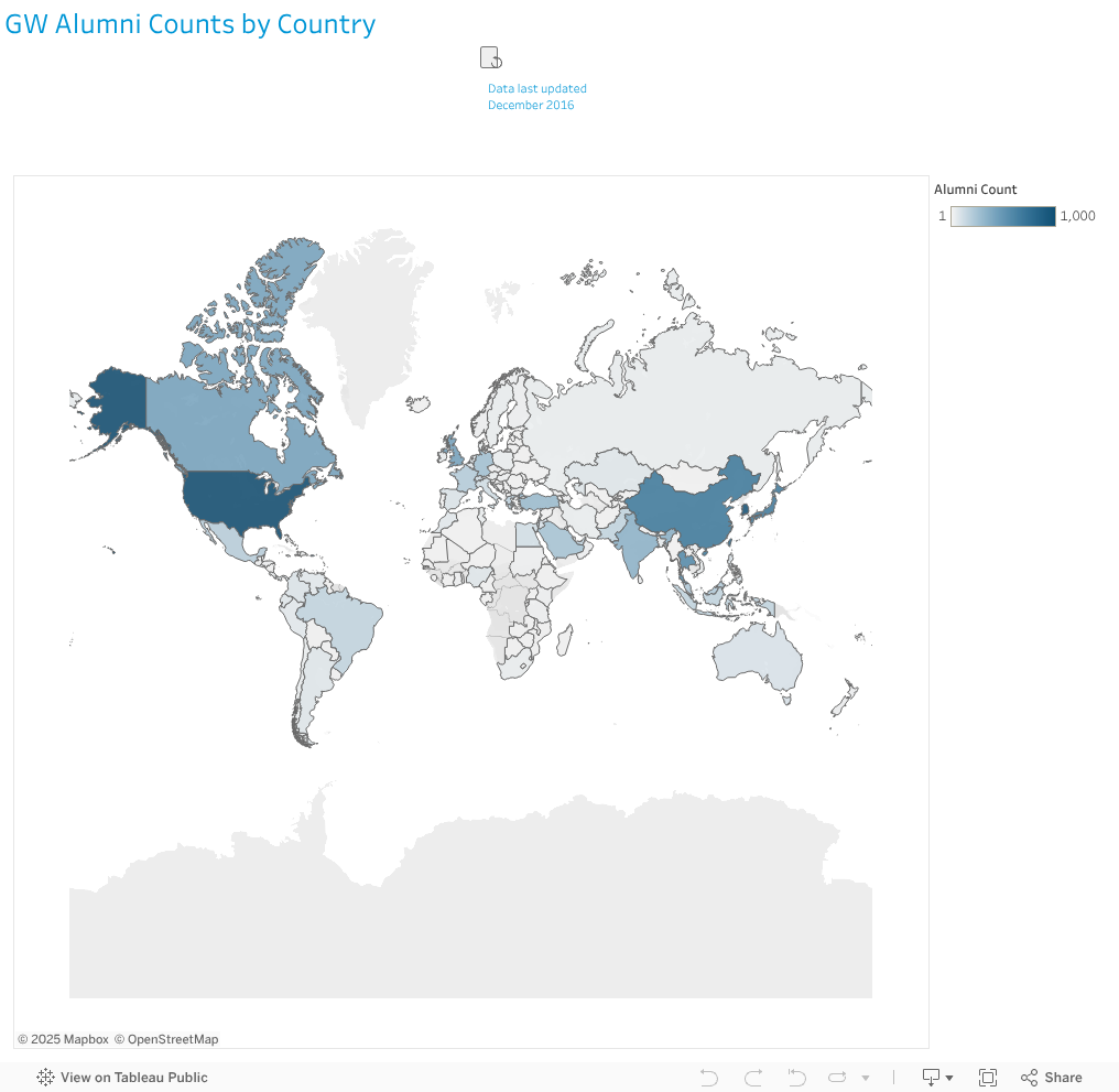 GW Alumni Counts by Country 