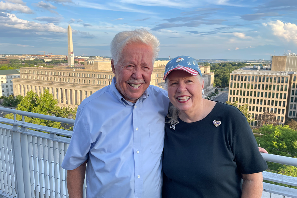 Kathy Megyeri, MA ‘69, MA ‘82, and Leslie l. Megyeri, BA ‘63, JD ‘68, MBA ‘80